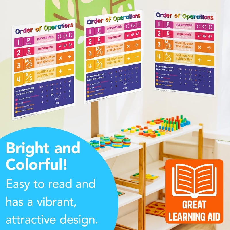 FoldCard Educational Charts for Preschool to Grade 1 Kids – Bright and Colorful Educational Visual/Learning Aid Poster for Classroom or Home | Glossy Durable Cardstock | 8.5" x 11" | 5 per Pack (Operations) - Image 5